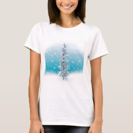 Camiseta Azul ártico congelado prateado cintilante verde pi