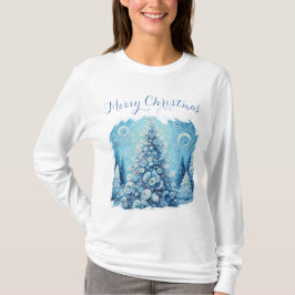 Camiseta Azul-árvore de Natal Impressionante e Impressionan