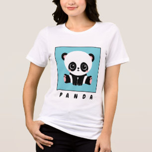 Camiseta Azul-Azul-bolha Personalizada de Panda Cuta Monogr
