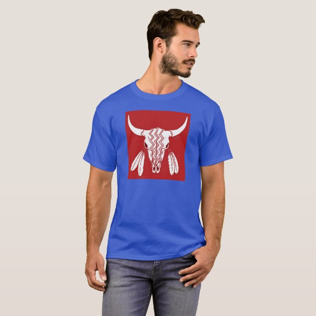 Camiseta azul-azul Red Ghost Dance Buffalo (Frente Completa)