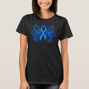 Camiseta Azul Borboleta Sensibilização Fitas Doença Crônica
