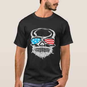 Camiseta Azul, Branco E Azul, De Barba Metálica