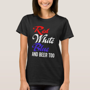Camiseta Azul Branco Vermelho E Cerveja Também Mulheres