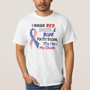 Camiseta Azul branco vermelho para meu primo