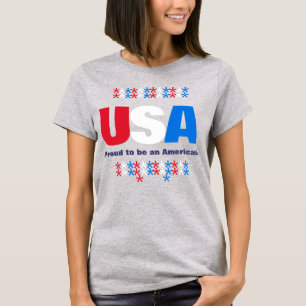 Camiseta Azul branco vermelho patriótico de 50 estrelas do