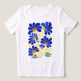 Camiseta Azul-Celeste Dourado com Estampa Floral A