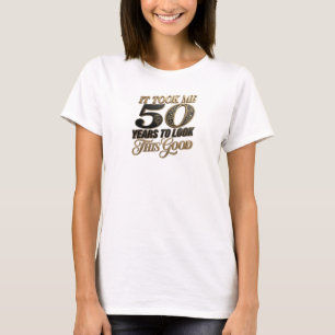 Camiseta Azul Chamativo TOOK 50 YEARS GOOD Personalizado