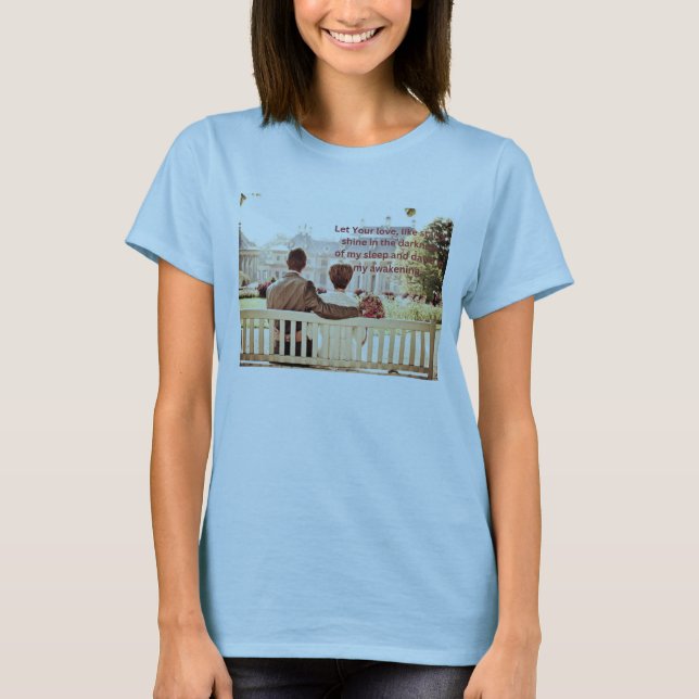 Camiseta azul clara de casal para mulheres (Frente)