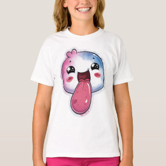 Camiseta Azul Claro com Personagem Fofo e Estrelas