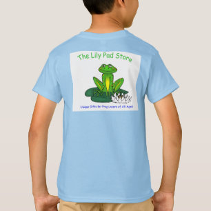 Camiseta Azul Claro Infantil com Sapo em Folha de 
