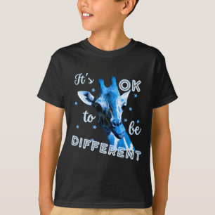 Camiseta Azul Conscientização do Autismo Girafa Fofa Tudo B