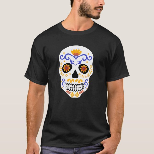 Camiseta Azul-Crânio-Açúcar e Homem-Laranja (Frente)
