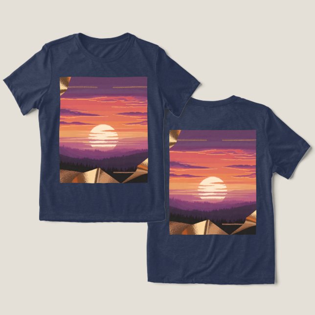 Camiseta Azul Crepúsculo em Pixel Art (Design Frente e Verso)