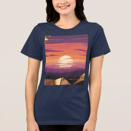 Camiseta Azul Crepúsculo em Pixel Art