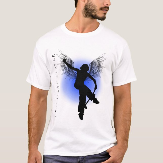 Camiseta Azul cristão do patinador (Frente)