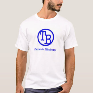 Camiseta azul da TB do círculo