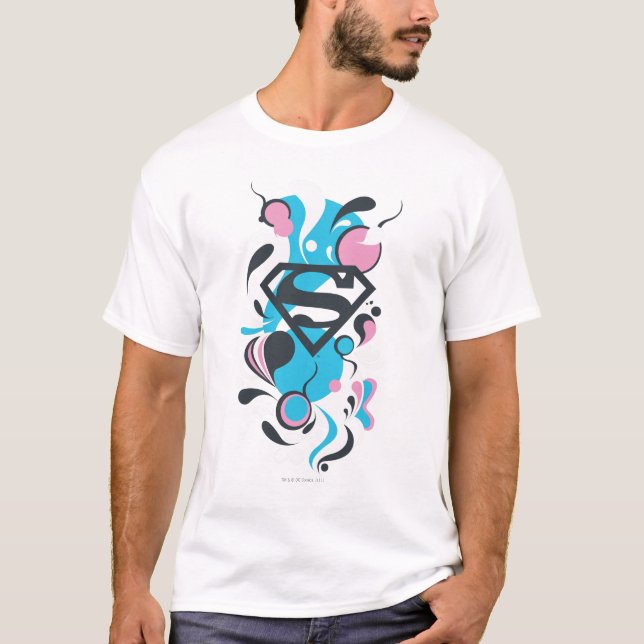 Camiseta Azul de abertura de cores (Frente)