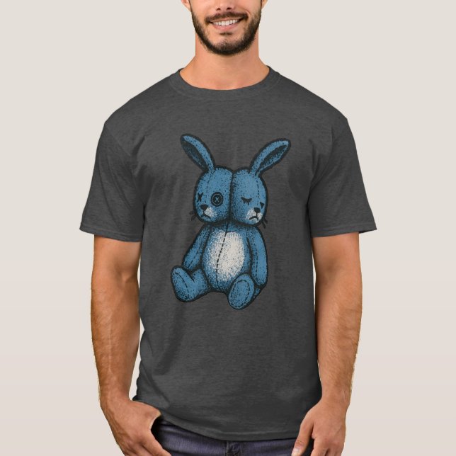 Camiseta Azul de Coelho de Pelúcia Misfit (Frente)