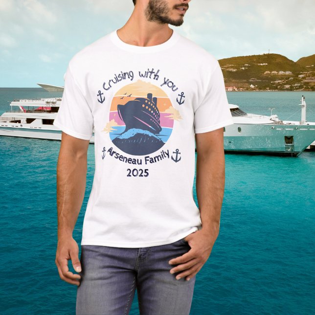 Camiseta Azul de Cruzeiro Familiar Personalizar (Criador carregado)
