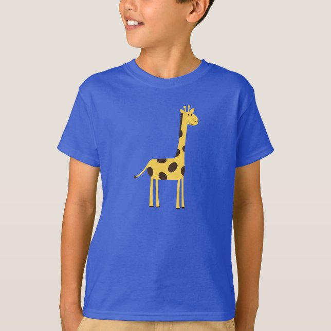 Camiseta Azul de desenho animado girafa (Frente)