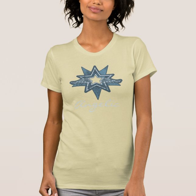 Camiseta azul de matizes Angelic star (Frente)