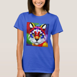 Camiseta azul de mulheres Cat de Alexandre