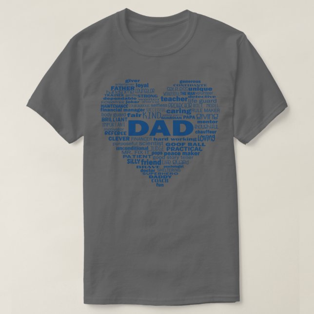 Camiseta Azul de Nuvem do Coração do pai (Frente do Design)