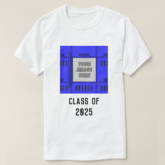 Camiseta Azul de quadro de bloqueio aberto personalizável