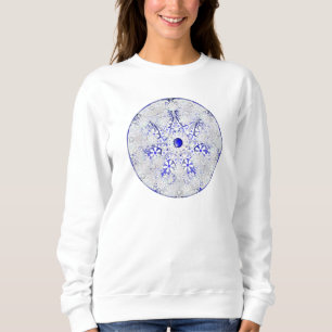 Camiseta Azul de rendas cerâmicas de Grécia e floco de neve