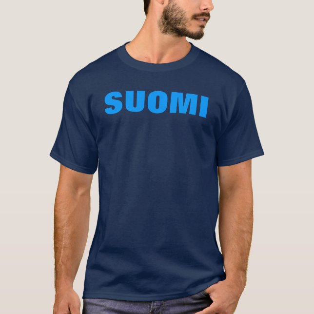 Camiseta Azul de SUOMI (Finlandia) em T azul (Frente)