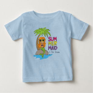 Camiseta Azul de Verão de Sereia Fofa para Bebê