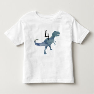 Camiseta Azul Dinossauro Trex Quatro Aniversário