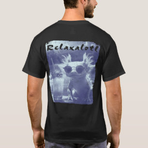 Camiseta Azul Distressed Relaxalotl Axolotl Frente & Verso