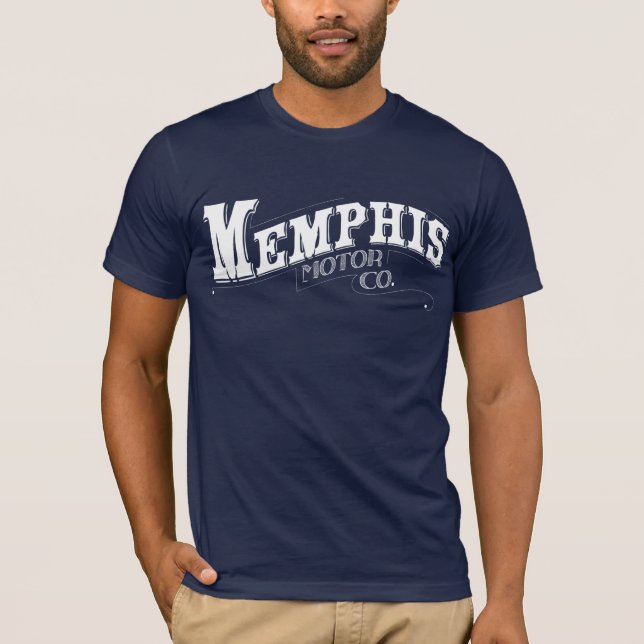 Camiseta Azul do Camisa-Marinho do Co. do motor de Memphis (Frente)