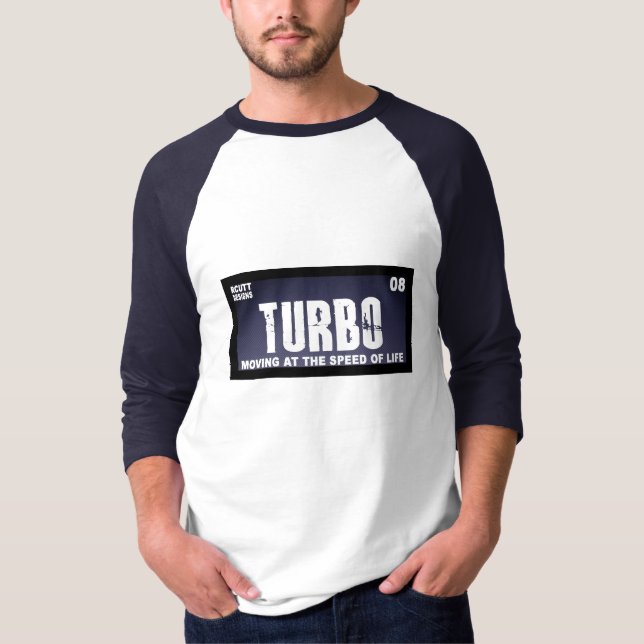 Camiseta azul do carbono de turbo (Frente)