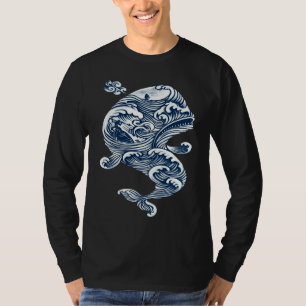 Camiseta Azul do Clube de Surf de Baleia Jubarte Tribal Col