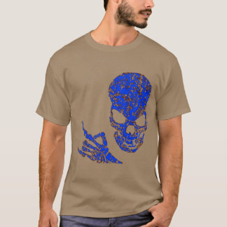 Camiseta Azul do crânio do metal pesado