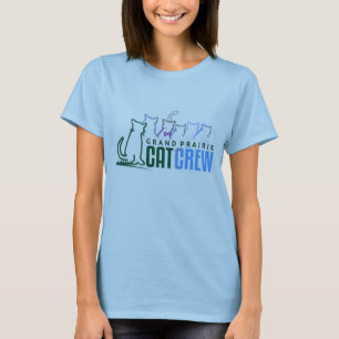 Camiseta azul do grupo do gato do logotipo
