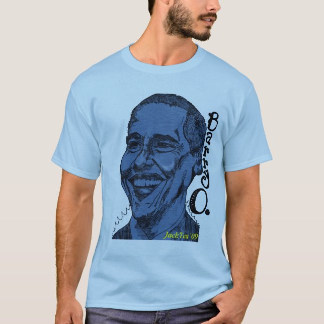 Camiseta Azul do T de Barack, JackTea '09 (Frente)
