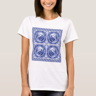 Camiseta Azul e branco, design do teste padrão do salgueir
