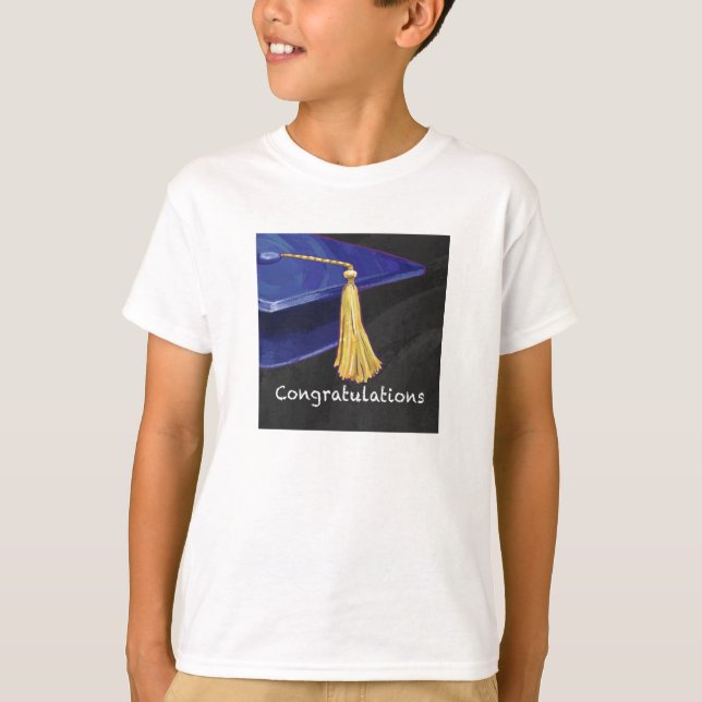 Camiseta Azul e Preto de Parabéns (Frente)