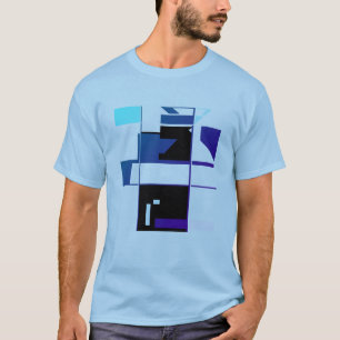 Camiseta Azul-escuro Aqua, Design geométrico preto