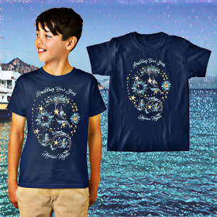 Camiseta Azul Espumante Ano Novo Estrelas de Brilho Festa F