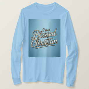 Camiseta Azul Eu Sou Um Cristão Abençoado