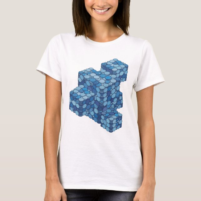 Camiseta Azul Intenso DESIGNE OUSADO DE ESCADAS DE MOEDAS A (Frente)