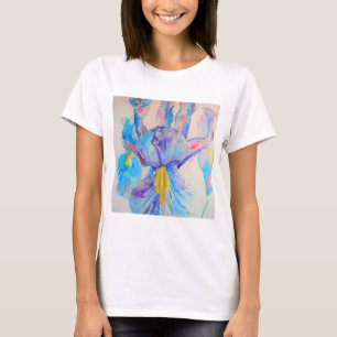 Camiseta Azul Iris Art floral Design de Aquarela