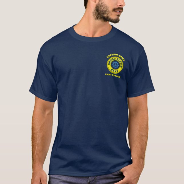 Camiseta Azul marinho Anchor navio-comandante, no Verão (Frente)