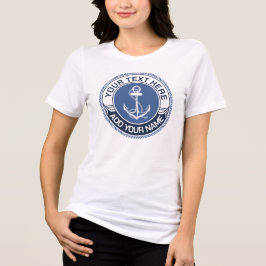 Camiseta Azul Marinho e Bege Redondo com Bússola Costeira