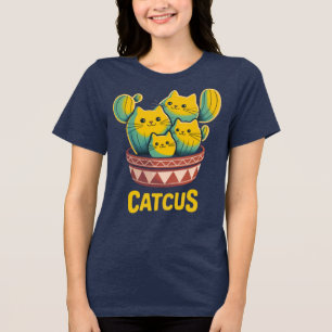Camiseta Azul Marinho Feminina com Piada de Gato C