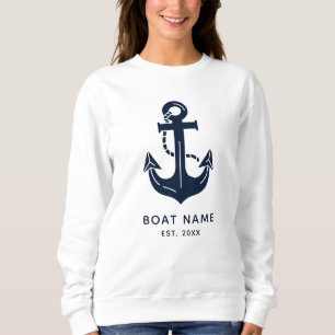 Camiseta Azul Naval Náutico Nome de Barco Personalizado